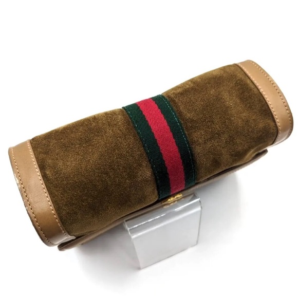 🔴SOLD🔴Gucci Vintage Flap Sherry Line Clutch bag Handbag Suede - Picture 10 of 17